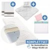 Alvi 7-tlg. Komplett-Set für Beistellbett & Wiege 90x40 cm / Matratze + Spannbetttücher + Steppbett-Set + Bettwäsche - Bär Bruno - Weiß