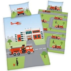Baby Best Wende-Bettwäsche - 100 x 135 cm - Feuerwehr