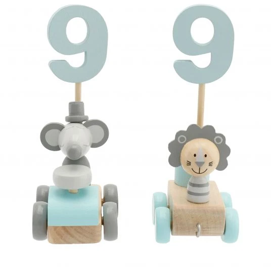 Bieco Geburtstagszug mit Zahlen - Tiere - Grau Mint 2 Bieco Geburtstagszug mit Zahlen - Tiere - Grau Mint – Bild 2