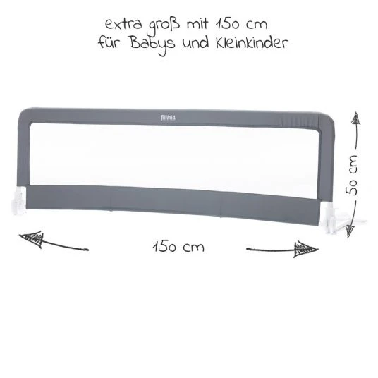 Fillikid Bettgitter klappbar für Standard & Boxspringbetten 150 x 50 cm - Grau 3 Fillikid Bettgitter klappbar für Standard & Boxspringbetten 150 x 50 cm - Grau – Bild 3