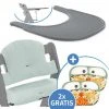 Hauck 5-tlg. Essbrett-Set für Alpha Plus - Click Tray + Sitzkissen + GRATIS 2x Silikon-Teller - Grey Muslin Mint
