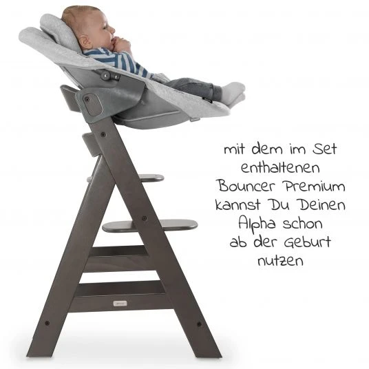 Hauck Alpha Charcoal Select Newborn Set - 4-tlg. Hochstuhl + Aufsatz & Wippe Premium (verstellbar) Nordic Grey + Sitzpolster 5 Hauck Alpha Charcoal Select Newborn Set - 4-tlg. Hochstuhl + Aufsatz & Wippe Premium (verstellbar) Nordic Grey + Sitzpolster – Bild 5