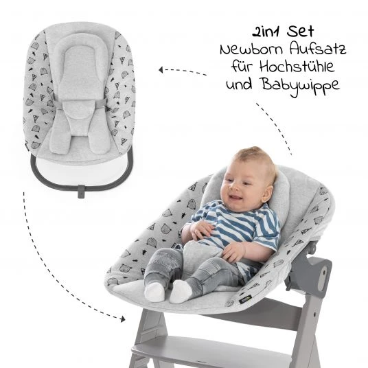 Hauck Alpha Plus Grau XL Newborn Set - Hochstuhl + 2in1 Aufsatz + Alpha Tray Essbrett + Sitzauflage - Nordic Grey 4 Hauck Alpha Plus Grau XL Newborn Set - Hochstuhl + 2in1 Aufsatz + Alpha Tray Essbrett + Sitzauflage - Nordic Grey – Bild 4