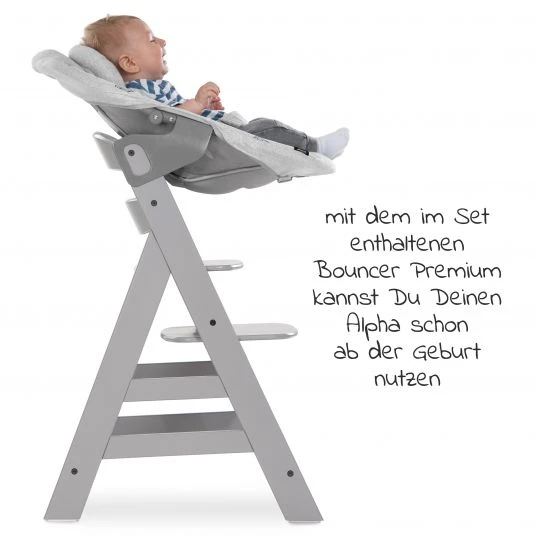 Hauck Alpha Plus Grau XL Newborn Set - Hochstuhl + 2in1 Aufsatz + Alpha Tray Essbrett + Sitzauflage - Nordic Grey 5 Hauck Alpha Plus Grau XL Newborn Set - Hochstuhl + 2in1 Aufsatz + Alpha Tray Essbrett + Sitzauflage - Nordic Grey – Bild 5