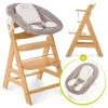Hauck Alpha Plus Natur Newborn Set - 3-tlg. Hochstuhl + Neugeboreneneinsatz & Wippe Stretch Beige
