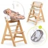 Hauck Alpha Plus Natur Newborn Set Deluxe - 4-tlg. Hochstuhl + 2in1 Neugeboreneneinsatz (verstellbar) + Sitzpolster
