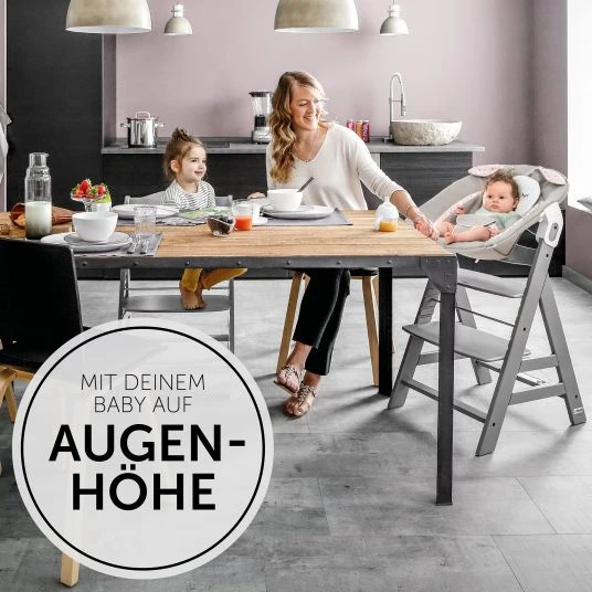 Hauck Alpha Plus Rose Newborn Set Powder Bunny - 4-tlg. Hochstuhl + Neugeborenenaufsatz + Sitzkissen Grey 2 Hauck Alpha Plus Rose Newborn Set Powder Bunny - 4-tlg. Hochstuhl + Neugeborenenaufsatz + Sitzkissen Grey – Bild 2