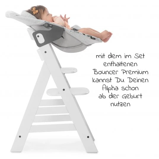 Hauck Alpha Plus White Newborn Set - 4-tlg. Hochstuhl + Aufsatz & Wippe Premium Nordic Grey + Sitzpolster 5 Hauck Alpha Plus White Newborn Set - 4-tlg. Hochstuhl + Aufsatz & Wippe Premium Nordic Grey + Sitzpolster – Bild 5