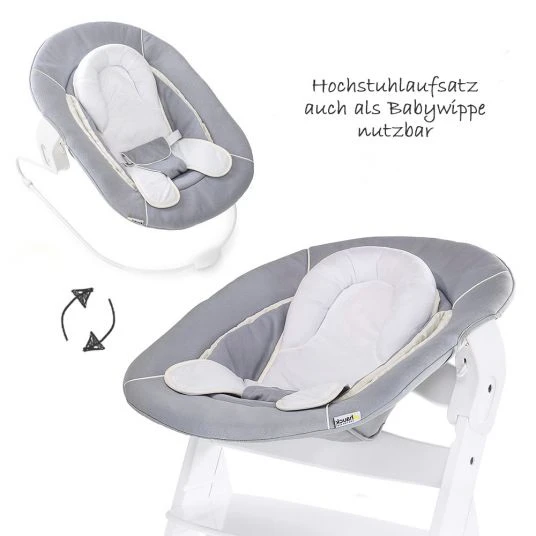 Hauck Alpha Plus White Newborn Set - 4-tlg. Hochstuhl + Neugeboreneneinsatz & Wippe Stretch Grey + Sitzpolster 3 Hauck Alpha Plus White Newborn Set - 4-tlg. Hochstuhl + Neugeboreneneinsatz & Wippe Stretch Grey + Sitzpolster – Bild 3