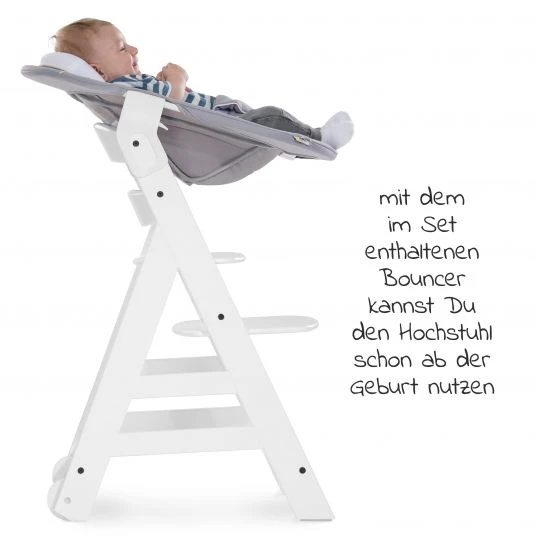 Hauck Beta Plus White Newborn Set - 5-tlg. Hochstuhl + Aufsatz & Wippe, Essbrett, Sitzkissen - Stretch Grey 4 Hauck Beta Plus White Newborn Set - 5-tlg. Hochstuhl + Aufsatz & Wippe, Essbrett, Sitzkissen - Stretch Grey – Bild 4