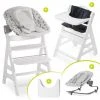 Hauck Beta Plus White Newborn Set - 5-tlg. Hochstuhl + Aufsatz & Wippe Premium, Essbrett, Sitzkissen - Nordic Grey