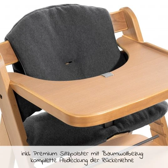 Hauck Hochstuhl Alpha Move Natur - im Sparset inkl. Essbrett, Sitzkissen Jersey Charcoal und 2x Silikonteller 3 Hauck Hochstuhl Alpha Move Natur - im Sparset inkl. Essbrett, Sitzkissen Jersey Charcoal und 2x Silikonteller – Bild 3