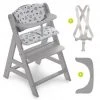 Hauck Hochstuhl Alpha Plus Grau - im Sparset inkl. Sitzkissen Nordic Grey