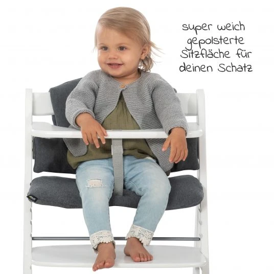Hauck Hochstuhl Alpha Plus White - im Sparset inkl. Sitzkissen Jersey Charcoal - Weiß 3 Hauck Hochstuhl Alpha Plus White - im Sparset inkl. Sitzkissen Jersey Charcoal - Weiß – Bild 3