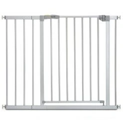 Hauck Treppenschutzgitter Stop N Safe 2 (96 bis 101 cm) inkl. 21 cm Verlängerung - ohne Bohren - Silver