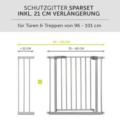 Hauck Treppenschutzgitter Stop N Safe 2 (96 bis 101 cm) inkl. 21 cm Verlängerung - ohne Bohren - Silver -Wohnen & Schlafen Verkäufe hauck treppenschutzgitter stop n safe 2 96 bis 101 cm inkl 21 cm verlangerung ohne bohren silver 597330 d2
