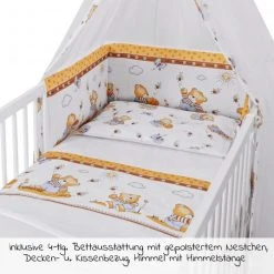Jonka Babybett-Komplett-Set Mona inkl. Bettwäsche, Himmel, Nestchen & Matratze 70 x 140 cm - Honigbär - Weiß 9 Jonka Babybett-Komplett-Set Mona inkl. Bettwäsche, Himmel, Nestchen & Matratze 70 x 140 cm - Honigbär - Weiß -Wohnen & Schlafen Verkäufe jonka babybett komplett set mona inkl bettwasche himmel nestchen matratze 70 x 140 cm honigbar weiss kp 500 3050 05 d3