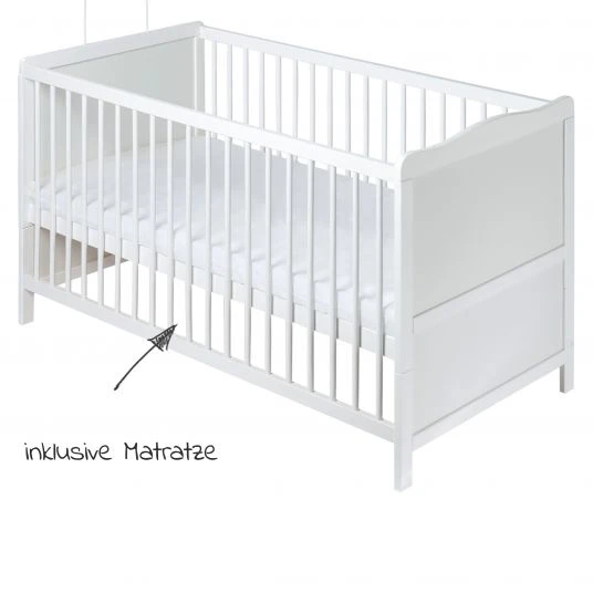 Jonka Babybett-Komplett-Set Mona inkl. Bettwäsche, Himmel, Nestchen & Matratze 70 x 140 cm - Honigbär - Weiß 5 Jonka Babybett-Komplett-Set Mona inkl. Bettwäsche, Himmel, Nestchen & Matratze 70 x 140 cm - Honigbär - Weiß – Bild 5