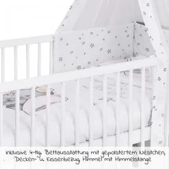 Jonka Babybett-Komplett-Set Moritz inkl. Bettwäsche, Himmel, Nestchen & Matratze 70x140 cm - BW Dumbo - Weiß Grau -Wohnen & Schlafen Verkäufe jonka babybett komplett set moritz inkl bettwasche himmel nestchen matratze 70x140 cm bw dumbo weiss grau kp 500 2040 09 d5