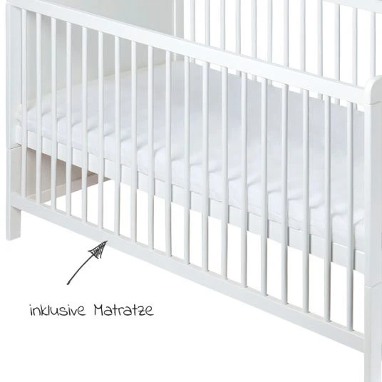 Jonka Babybett-Komplett-Set Sina inkl. Bettwäsche, Himmel, Nestchen & Matratze 60 x 120 cm - Luna - Weiß 4 Jonka Babybett-Komplett-Set Sina inkl. Bettwäsche, Himmel, Nestchen & Matratze 60 x 120 cm - Luna - Weiß – Bild 4