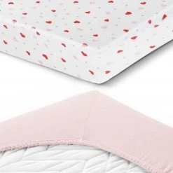 LaLoona 2er Pack Spannbetttuch für Kinderbett 60 x 120 / 70 x 140 cm - Rosa Herzen -Wohnen & Schlafen Verkäufe laloona 2er pack spannbetttuch fur kinderbett 60 x 120 70 x 140 cm rosa herzen 565992 d5