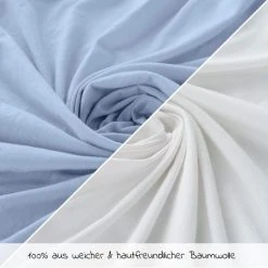 LaLoona 2er Pack Spannbetttuch für Kinderbett 60 x 120 / 70 x 140 cm - Weiß Hellblau -Wohnen & Schlafen Verkäufe laloona 2er pack spannbetttuch fur kinderbett 60 x 120 70 x 140 cm weiss hellblau 565980 d3