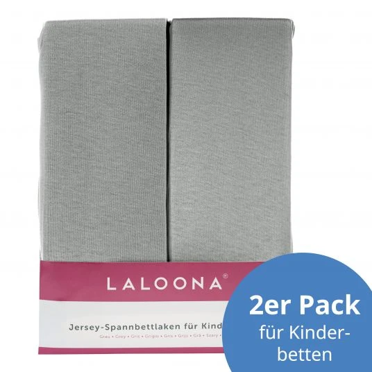 LaLoona Spannbettlaken 2er Pack für Matratzengröße 60x120 cm und 70x140 cm - Grau 1 LaLoona Spannbettlaken 2er Pack für Matratzengröße 60x120 cm und 70x140 cm - Grau