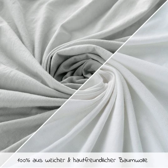 LaLoona Spannbettlaken 2er Pack für Matratzengröße 60x120 cm und 70x140 cm - Grau Weiß 3 LaLoona Spannbettlaken 2er Pack für Matratzengröße 60x120 cm und 70x140 cm - Grau Weiß – Bild 3