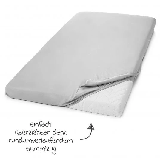 LaLoona Spannbettlaken 2er Pack für Matratzengröße 60x120 cm und 70x140 cm - Grau Weiß 4 LaLoona Spannbettlaken 2er Pack für Matratzengröße 60x120 cm und 70x140 cm - Grau Weiß – Bild 4