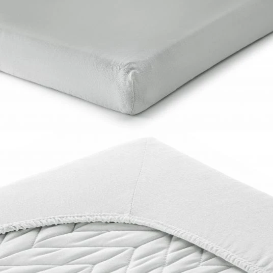 LaLoona Spannbettlaken 2er Pack für Matratzengröße 60x120 cm und 70x140 cm - Grau Weiß 5 LaLoona Spannbettlaken 2er Pack für Matratzengröße 60x120 cm und 70x140 cm - Grau Weiß – Bild 5