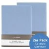 LaLoona Spannbetttuch 2er Pack für kleine Matratzen 40 x 90 cm - Hellblau