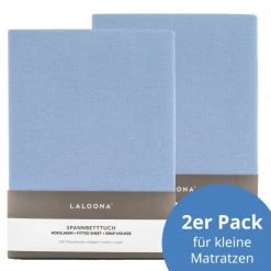 LaLoona Spannbetttuch 2er Pack für kleine Matratzen 40 x 90 cm - Hellblau