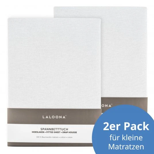 LaLoona Spannbetttuch 2er Pack für kleine Matratzen 40 x 90 cm - Weiß 1 LaLoona Spannbetttuch 2er Pack für kleine Matratzen 40 x 90 cm - Weiß