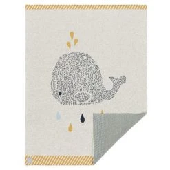 Lässig Strick-Kuscheldecke aus Bio-Baumwolle 75 x 100 cm - Little Water Whale