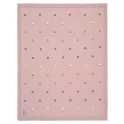 Lässig Strick-Kuscheldecke aus Bio-Baumwolle 80 x 110 cm - Dots - Dusky Pink