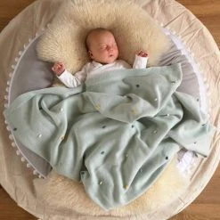 Lässig Strick-Kuscheldecke aus Bio-Baumwolle 80 x 110 cm - Dots - Light Mint -Wohnen & Schlafen Verkäufe lassig strick kuscheldecke aus bio baumwolle 80 x 110 cm dots light mint 1542005561 d3