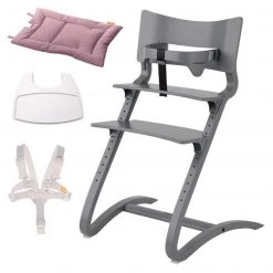 Leander Hochstuhl-Set 6-tlg. Classic inkl. Bügel, Tablett, Ledergurt, Sicherheitsgurt & Sitzkissen - Grau - Kollektion 2022