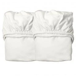 Leander Spannbetttuch 2er Pack aus Bio-Baumwolle für Wiege Classic 40 x 80 cm - Snow - Kollektion 2022