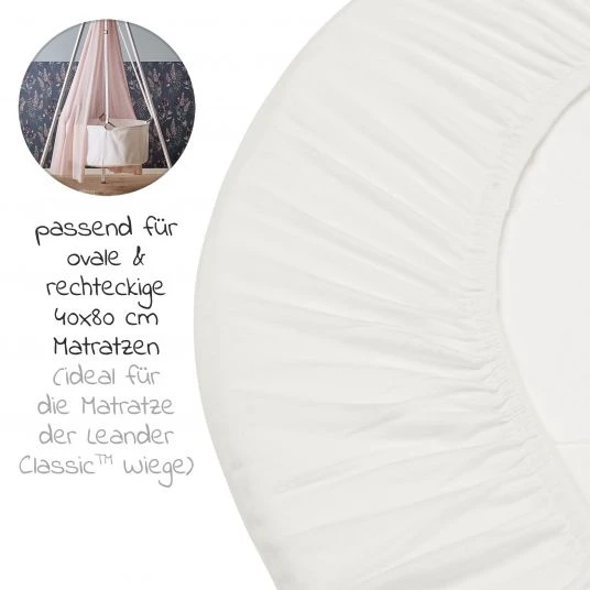 Leander Spannbetttuch 2er Pack aus Bio-Baumwolle für Wiege Classic 40 x 80 cm - Snow - Kollektion 2022 3 Leander Spannbetttuch 2er Pack aus Bio-Baumwolle für Wiege Classic 40 x 80 cm - Snow - Kollektion 2022 – Bild 3