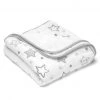 Makian Kuscheldecke Mull 4-lagig 120 x 120 cm - Crazy Stars - Grau Weiß