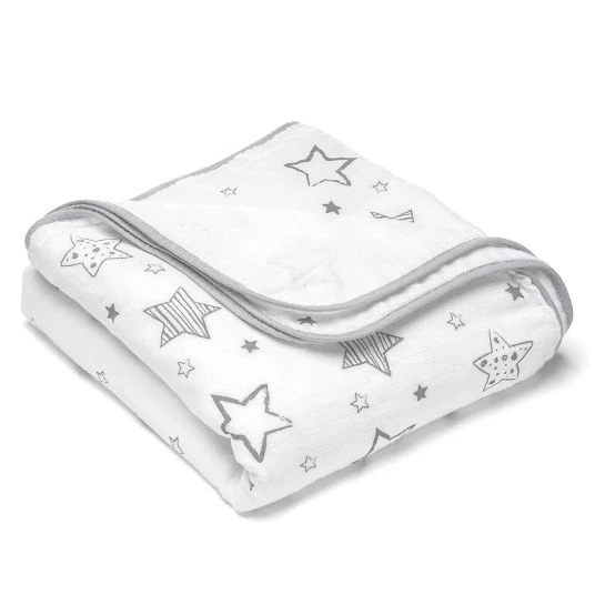 Makian Kuscheldecke Mull 4-lagig 120 x 120 cm - Crazy Stars - Grau Weiß 1 Makian Kuscheldecke Mull 4-lagig 120 x 120 cm - Crazy Stars - Grau Weiß