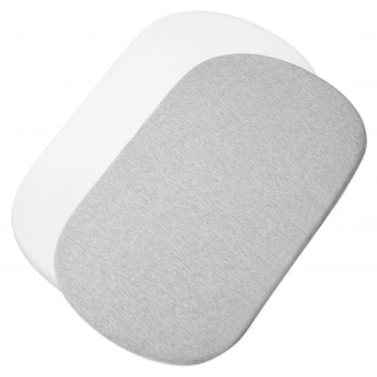 Maxi-Cosi Spannbetttuch 2er Pack für Beistellbett Iora - Weiß / Grau - Kollektion 2022 1 Maxi-Cosi Spannbetttuch 2er Pack für Beistellbett Iora - Weiß / Grau - Kollektion 2022