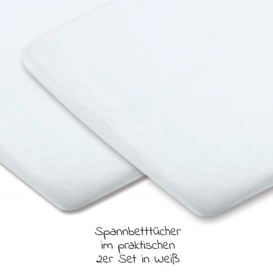 Maxi-Cosi Spannbetttuch 2er Pack für Reisebett Swift für Neugeborene - Weiß - Kollektion 2022 2 Maxi-Cosi Spannbetttuch 2er Pack für Reisebett Swift für Neugeborene - Weiß - Kollektion 2022 – Bild 2