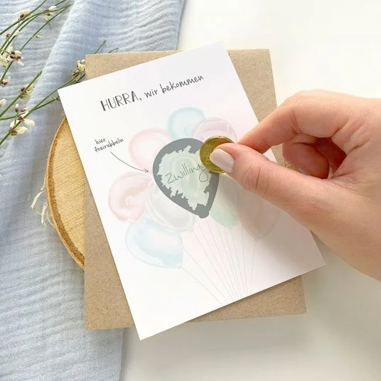 Mintkind Baby-Rubbelkarte - Schwangerschaft - Wir bekommen Zwillinge 2 Mintkind Baby-Rubbelkarte - Schwangerschaft - Wir bekommen Zwillinge – Bild 2