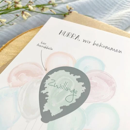 Mintkind Baby-Rubbelkarte - Schwangerschaft - Wir bekommen Zwillinge 3 Mintkind Baby-Rubbelkarte - Schwangerschaft - Wir bekommen Zwillinge – Bild 3