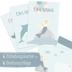 Mintkind Einladungskarten Kindergeburtstag inkl. Briefumschläge - Meerjungfrau