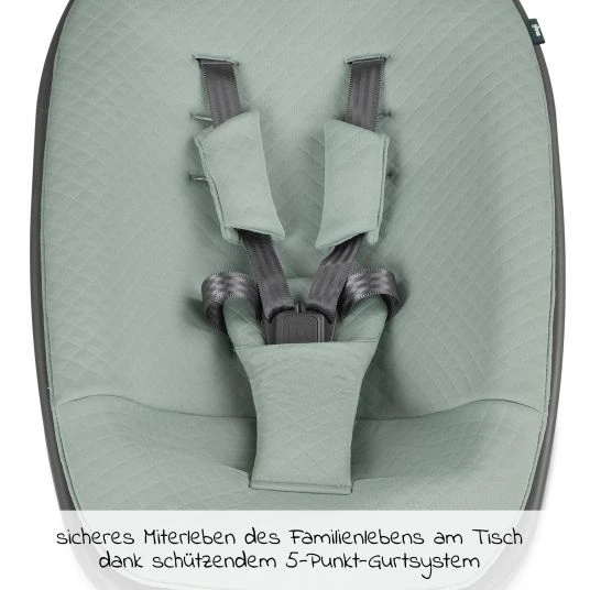 Moji Neugeborenenaufsatz inkl. Bezug, Matratze, Gurtsystem für Yippy Hochstuhl - Mint 3 Moji Neugeborenenaufsatz inkl. Bezug, Matratze, Gurtsystem für Yippy Hochstuhl - Mint – Bild 3