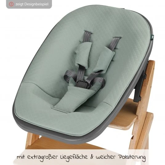 Moji Neugeborenenaufsatz inkl. Bezug, Matratze, Gurtsystem für Yippy Hochstuhl - Mint 6 Moji Neugeborenenaufsatz inkl. Bezug, Matratze, Gurtsystem für Yippy Hochstuhl - Mint – Bild 6