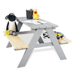 Pinolino Kinder-Sitzgarnitur Nicki für 4 Kinder - Fichte massiv - Grau