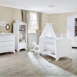 Pinolino Kinderzimmer Pino mit 2-türigem Schrank, Bett, breiter Wickelkommode - Kiefer massiv